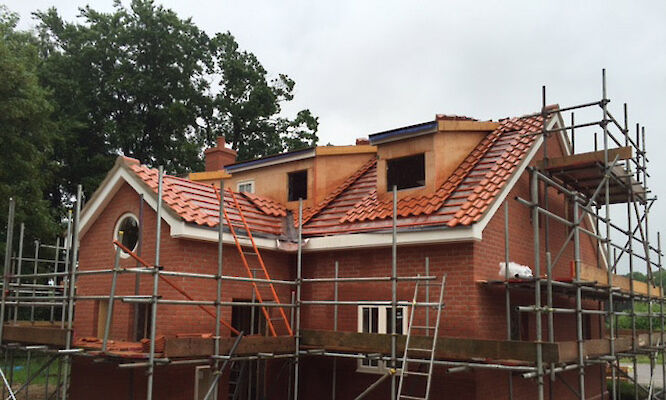 Reroofing with scaffolding, Norfolk